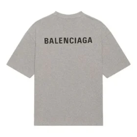 Men”s Balenciaga FW21 Logo Printing Retro Short Sleeve Gray 612966TIVG51167