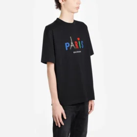 Men”s Balenciaga Paris Love Regular T-Shirt Printing Short Sleeve Black 594579TGV431000 Men”s Balenciaga Paris Love Regular T-Shirt Printing Short Sleeve Black 594579TGV431000