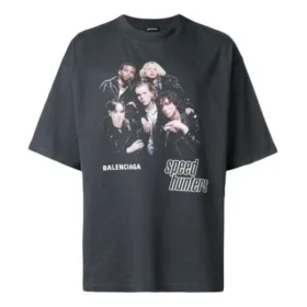 Men”s Balenciaga Speed Hunter Series Printing Logo Retro Loose Short Sleeve Black 541877TCV381055 Men”s Balenciaga Speed Hunter Series Printing Logo Retro Loose Short Sleeve Black 541877TCV381055