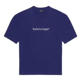 Men”s Balenciaga SS21 Logo Printing Alphabet Short Sleeve Blue 612966TIV545400 Men”s Balenciaga SS21 Logo Printing Alphabet Short Sleeve Blue 612966TIV545400