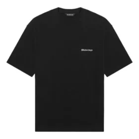 Men”s Balenciaga SS21 Solid Color Logo Printing Short Sleeve Black 612966TJV871070 Men”s Balenciaga SS21 Solid Color Logo Printing Short Sleeve Black 612966TJV871070