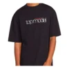 Men”s Balenciaga Top Model Retro Knit Slim Fit Short Sleeve Black 612966TIV821000
