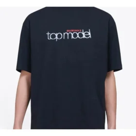 Men”s Balenciaga Top Model Retro Knit Slim Fit Short Sleeve Black 612966TIV821000
