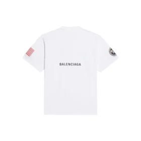 Men”s Balenciaga x NASA Crossover FW21 Loose Round Neck Short Sleeve White 651795TKVD79040