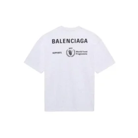 Men”s Balenciaga x WFP 1st Generation Crossover Printing Logo Round Neck Pullover Short Sleeve Gray 612966THV841167