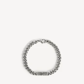 Men’s bb icon thin gourmette bracelet in antique silver