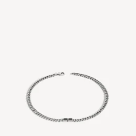 Men’s bb icon thin gourmette necklace in antique silver