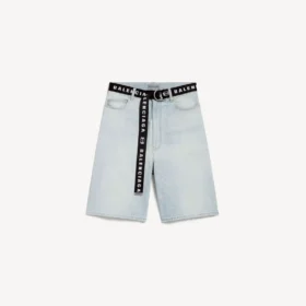 Men’s belted shorts in light blue