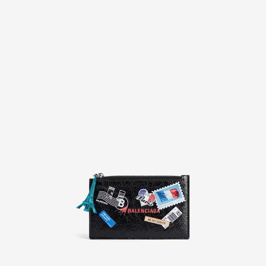 Men’s cash large long coin and card holder in black/multicolor Men’s cash large long coin and card holder in black/multicolor
