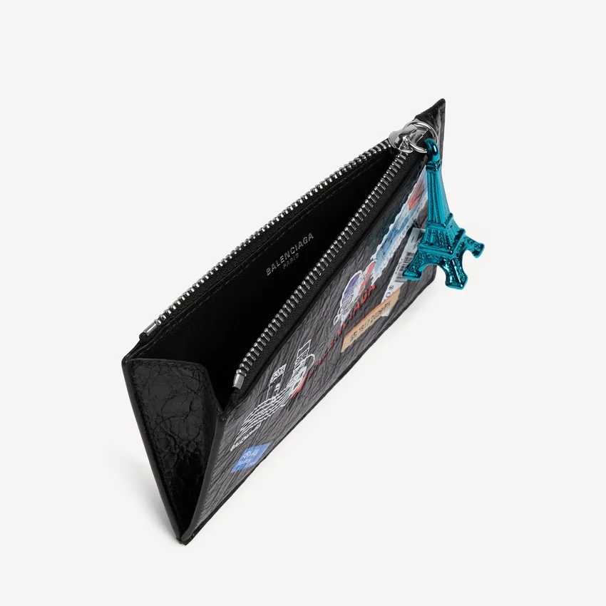 Men’s cash large long coin and card holder in black/multicolor Men’s cash large long coin and card holder in black/multicolor
