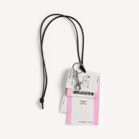 Men’s charm/keychain train ticket in white/black/pink