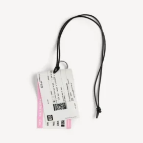 Men’s charm/keychain train ticket in white/black/pink