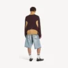 Men’s denim stay press shorts in bleach light bleu