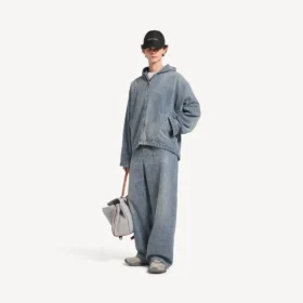 Men’s denim stitch baggy jeans in dark blue