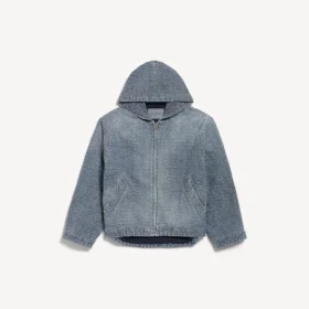 Men’s denim stitch hooded jacket in dark blue