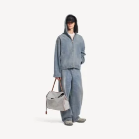 Men’s denim stitch hooded jacket in dark blue