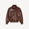 Men’s high collar bomber in castor Men’s high collar bomber in castor