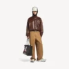 Men’s high collar bomber in castor Men’s high collar bomber in castor