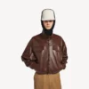 Men’s high collar bomber in castor Men’s high collar bomber in castor