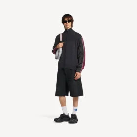Men’s hybrid zip-up sweater in dark grey