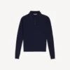 Men’s knitted long sleeve polo in navy