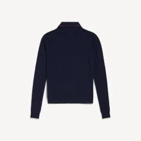 Men’s knitted long sleeve polo in navy