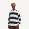 Men’s long sleeve polo in black/white