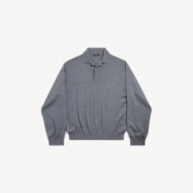 Men’s poloneck sweater in heather grey
