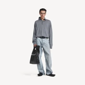 Men’s poloneck sweater in heather grey