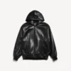 Men’s short hooded coat in black