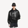 Men’s short hooded coat in black