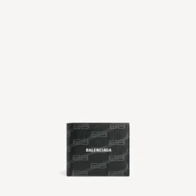 Men’s signature square folded wallet bb monogram coated canvas in black/grey