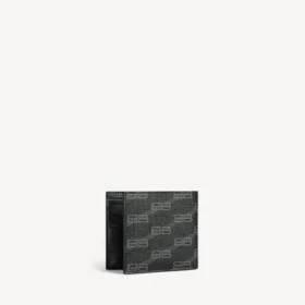 Men’s signature square folded wallet bb monogram coated canvas in black/grey