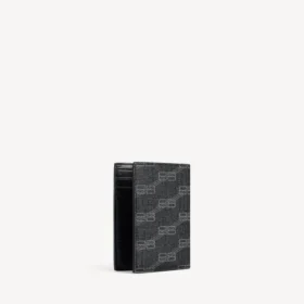 Men’s signature vertical bifold wallet bb monogram coated canvas in black/grey