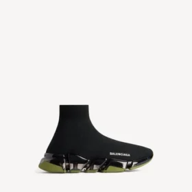 Men’s speed 2.0 full clear sole recycled knit sneaker in black/khaki