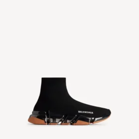 Men’s speed 2.0 full clear sole recycled knit sneaker in black/orange
