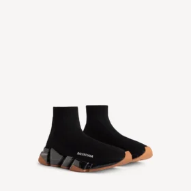 Men’s speed 2.0 full clear sole recycled knit sneaker in black/orange