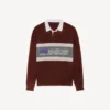 Men’s sporty block patched polo in burgundy/multicolor