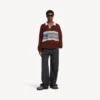 Men’s sporty block patched polo in burgundy/multicolor