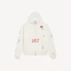 Men’s tattoo oversized zip-up hoodie in cream