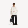 Men’s tattoo oversized zip-up hoodie in cream