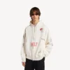 Men’s tattoo oversized zip-up hoodie in cream