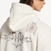 Men’s tattoo oversized zip-up hoodie in cream