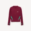 Men’s techwear fitted long sleeve top in burgundy/aqua