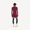 Men’s techwear fitted long sleeve top in burgundy/aqua
