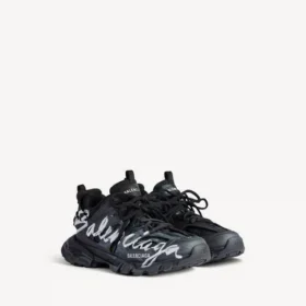 Men’s track signature sneaker in black/white