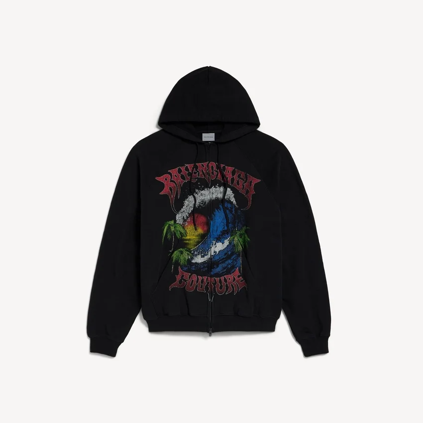 Men’s vintage surfer zip-up hoodie in black Men’s vintage surfer zip-up hoodie in black