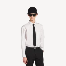 Men’s wool solid tie in black