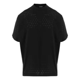 Mesh Crewneck Oversized T-shirt “Black” 694576TMVD41000