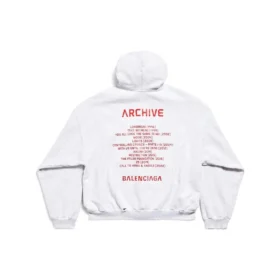 Music Archive Series Connected Zip Up Medium Fit Hoodie “Light Grey Red” 744457TQVA61561